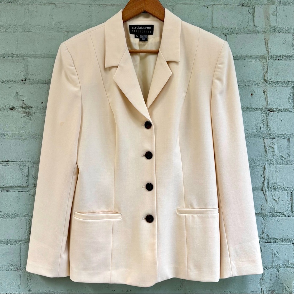 Vintage Wool Blend Blazer in Pale Yellow